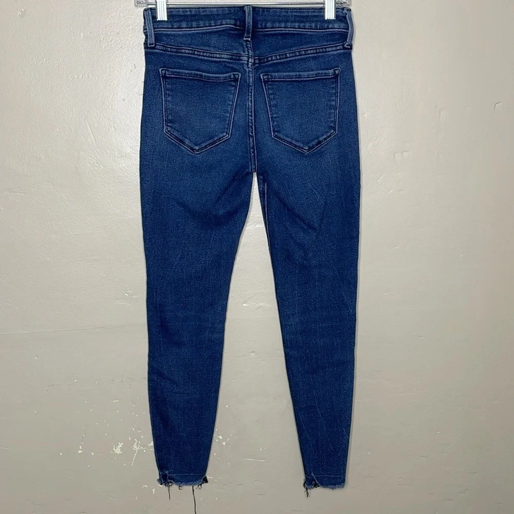 OLD NAVY Jeans ROCKSTAR Super Skinny Ankle Mid Rise Button Fly Raw Hem Size 0